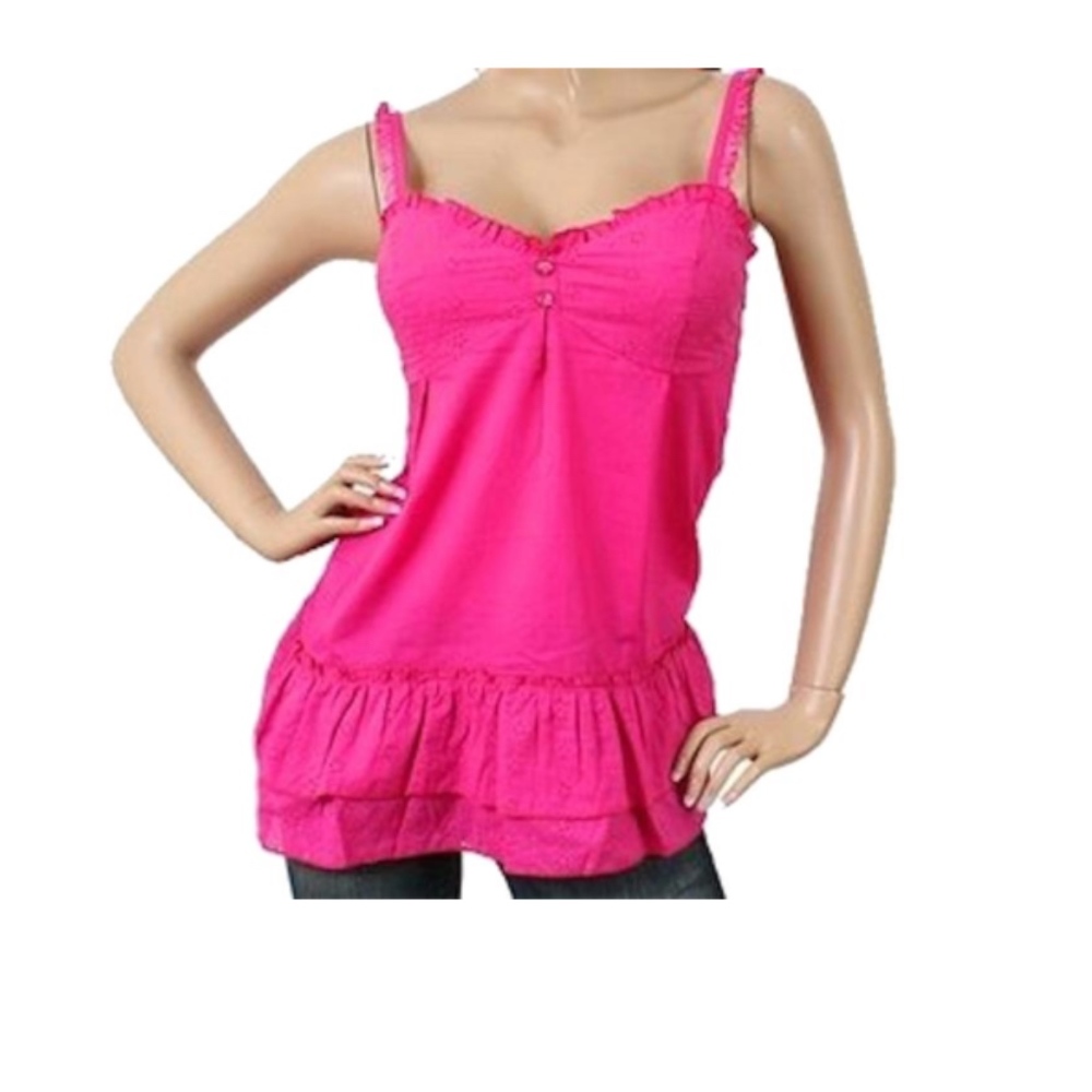 Peplum Eyelet Ruffle Tank Top Blouse